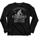 Kendim Seçtim Old Man Bıcycle Never Bisiklet Uzun Kollu Tişört - Siyah