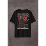 Kendim Seçtim Oversize T-Shirt Metallica New Yeni 2k Rock Metal Music Sırt Ön Baskılı Tişört - Siyah - XL