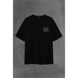 Kendim Seçtim Owl Baykuş Üzgün Kız Güçlü Kadın Sırt Ön Baskılı Oversize Tişört T-Shirt - Siyah - 2XL