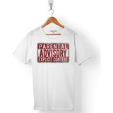 Kendim Seçtim Parental Advisory Explicit Content Beyaz Erkek Tişört