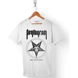 Kendim Seçtim Pentagram Relentess Logo Doom Metal Bands Erkek Tişört - Beyaz - Renkli