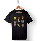 Kendim Seçtim Pokemon All Tüm Karakterler Pikachu Baskılı Tişört T-Shirt - Siyah