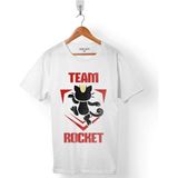 Kendim Seçtim Pokemon Team Rocket Logo Roket Takımı Erkek Tişört - Beyaz - Renkli - 2XL