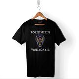 Kendim Seçtim Polisimizin Askerimizin Ordumuzun Yanındayız Baskılı Siyah Unisex T-Shirt