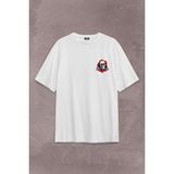 Kendim Seçtim Powell Peralta Skull Kuru Kafa Skeleton Mavi Göz Sırt Ön Baskılı Oversize Tişört T-Shirt - Beyaz - 2XL