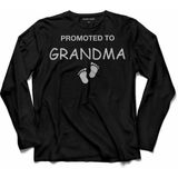 Kendim Seçtim Promoted To Grandma Büyük Anne Oldum Yeni Doğan Uzun Kollu Tişört - XXL - Siyah