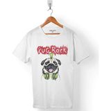 Kendim Seçtim Pug Rock Pugs Dead Metal Musıc Köpek Erkek Tişört - Beyaz - Renkli - 2XL