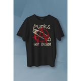 Kendim Seçtim Punk Is Not Dead Rock Sokak Street Culture Baskılı Siyah T-Shirt Tişört - 2XL