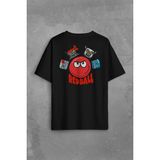 Kendim Seçtim Red Ball 4 Redball Kırmızı Top Crazy Sırt Ön Baskılı Oversize Tişört T-Shirt - Siyah