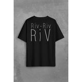 Kendim Seçtim Riv Riv Riv Rivrivriv Rivriv Kemençe Horon Karadeniz Sırt Ön Baskılı Oversize Tişört T-Shirt - Siyah - 2XL