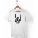 Kendim Seçtim Rockn Roll Symbol Rock Işareti Heavy Metal Skull Erkek Tişört - Beyaz