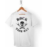Kendim Seçtim Rockn Roll Symbol Rock Işareti Kuru Kafa Skull Erkek Tişört - XS - Beyaz