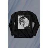 Kendim Seçtim Siyah Beyaz Ying Yang Iyilik Kötülük Asil Kurt Bozkurt Uzun Kollu Tişört Baskılı T-Shirt - 001-Siyah - XL