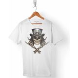 Kendim Seçtim Skull Korsan Kuru Kafa Rock Zafer Işareti Metallıca Beyaz Erkek T-shirt
