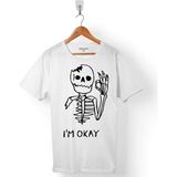 Kendim Seçtim Skull Kuru Kafa I Am Okey Ben İyiyim Beyaz Erkek Tişört
