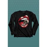 Kendim Seçtim Skull Kuru Kafa Wampir Dudak Kadın Dudağı Uzun Kollu Tişört Baskılı T-Shirt - 001-Siyah