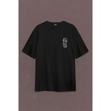 Kendim Seçtim Smith Wesson Revolver Gungs Tabanca Gül Beyaz Sırt Ön Baskılı Oversize Tişört T-Shirt - Siyah - 2XL