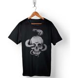 Kendim Seçtim Snake And Skull Kuru Kafa Kobra Yılan Skeleton Erkek Tişört - XL - Siyah