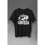 Kendim Seçtim Soccer Röveşata Gol Atan Futbolcu Taktik Baskılı Tişört T-Shirt - Siyah