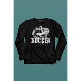 Kendim Seçtim Soccer Röveşata Gol Atan Futbolcu Taktik Uzun Kollu Tişört Baskılı T-Shirt - 001-Siyah - 2XL