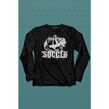 Kendim Seçtim Soccer Röveşata Gol Atan Futbolcu Taktik Uzun Kollu Tişört Baskılı T-Shirt - 001-Siyah - XL