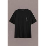 Kendim Seçtim Sol Anahtarı Elektro Gitar Müzik Nota Metallica Sırt Ön Baskılı Oversize Tişört T-Shirt - Siyah - 2XL