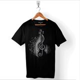 Kendim Seçtim Sol Anahtarı Gitar Guitar Saz Rock Caz Müzik Baskılı Tişört T-Shirt - XS - Siyah