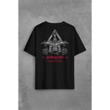 Kendim Seçtim Spartan Extreme Fitness Halter Gym Bodybuilding Sırt Ön Baskılı Oversize Tişört T-Shirt - Siyah - 2XL
