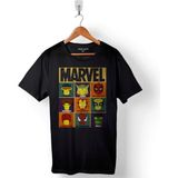 Kendim Seçtim Spiderman Iron Man Thor Hulk Deadpool Baskılı Tişört T-Shirt - Siyah