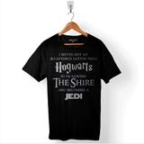 Kendim Seçtim Star Wars Jedi I Never My Acceptance Letter Baskılı Siyah Unisex T-Shirt
