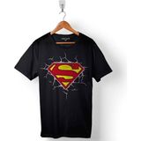 Kendim Seçtim Superman Super Man Logo 3 Boyutlu Baskılı Tişört Unisex T-Shirt - Siyah - XS