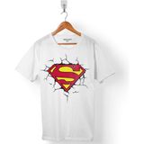Kendim Seçtim Superman Super Man Logo 3 Boyutlu Erkek Tişört - Beyaz - Renkli