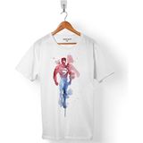 Kendim Seçtim Superman Super Man Watercolor Erkek Tişört - Beyaz - Renkli