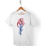 Kendim Seçtim Superman Super Man Watercolor Erkek Tişört - XS - Beyaz - Renkli