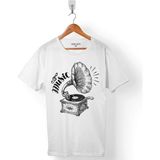 Kendim Seçtim T01B2249 Gramofon Nostalji Müzik Kutusu Erkek T-shirt
