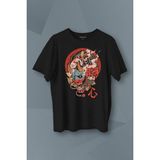 Kendim Seçtim T01S4113 Annya Maske Oni Japanese Demon Mask Japon Baskılı Siyah Unisex T-shirt