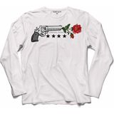 Kendim Seçtim T04S2254 Guns N And Roses Gun Gül ve Kan Silah Tabanca Uzun Kollu Beyaz Erkek T-shirt