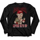 Kendim Seçtim T04S3484 John Cena Never Gıve Up Wwe Amerikan Güreşi Uzun Kollu Siyah Erekk T-shirt