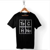 Kendim Seçtim Techno Festival Music House Periyodik Tablo Baskılı Tişört Unisex T-Shirt - Siyah