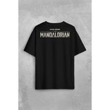 Kendim Seçtim The Mandalorian Bebek Yoda Cep Tasarımı Star Wars Sırt Ön Baskılı Oversize Tişört T-Shirt - Siyah - 2XL
