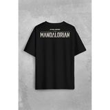 Kendim Seçtim The Mandalorian Bebek Yoda Cep Tasarımı Star Wars Sırt Ön Baskılı Oversize Tişört T-Shirt - Siyah - XL