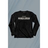 Kendim Seçtim The Mandalorian Bebek Yoda Cep Tasarımı Star Wars Uzun Kollu Tişört Baskılı T-Shirt - 001-Siyah