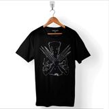 Kendim Seçtim The Wolverine Hugh Jackman Logo Marvel Baskılı Tişört Unisex T-Shirt - Siyah