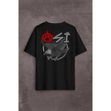 Kendim Seçtim Uçan Kartal Asi Taraftar Beşiktaş Sırt Ön Baskılı Oversize Tişört T-Shirt - Siyah - 2XL