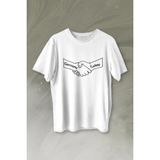 Kendim Seçtim Ülke Dostluk Türkiye Almanya Friends El Tokalaşma Baskılı Tişört T-Shirt Beyaz - 2XL - 63A-Beyaz