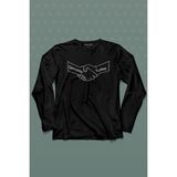Kendim Seçtim Ülke Dostluk Türkiye Almanya Friends El Tokalaşma Uzun Kollu Tişört Baskılı T-Shirt - 001-Siyah - 2XL