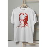 Kendim Seçtim Unisex Beyaz Tişört Mustafa Kemal Atatürk 29 Ekim Cumhuriyet 19 Mayıs Baskılı T-Shirt Regular Fit - 2XL