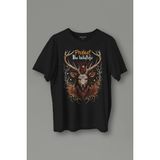 Kendim Seçtim Unisex T-Shirt Protect The Wildlife The Deer Nature Outdoor Doğa Geyik Siyah Baskılı Tişört - XL