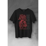 Kendim Seçtim Viking Fenrir Wolf Vikings Kurt Kafa Street Baskılı Tişört T-Shirt - Siyah