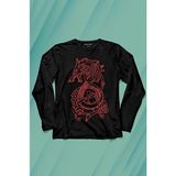 Kendim Seçtim Viking Fenrır Wolf Vikings Kurt Kafa Street Urban Uzun Kollu Tişört Baskılı T-Shirt - 001-Siyah - 2XL